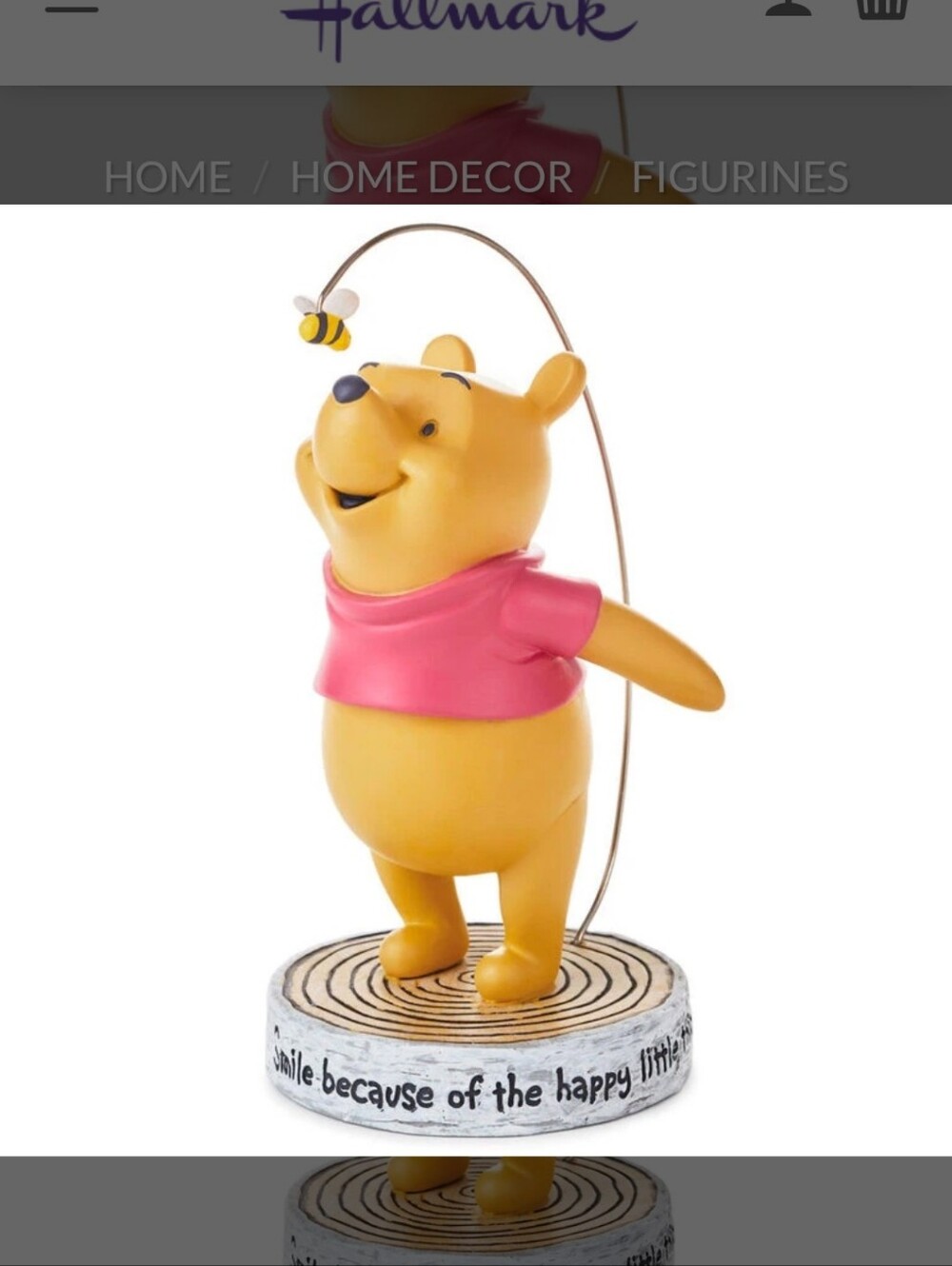 Hallmark Winnie the Pooh Figurine - Yellow and Pink New